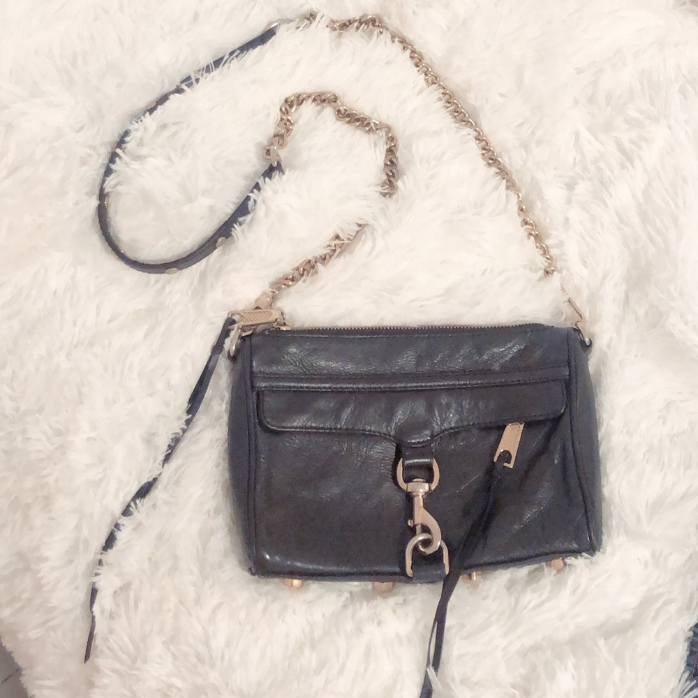 Rebecca Minkoff - Black Leather Gold chain Xbody